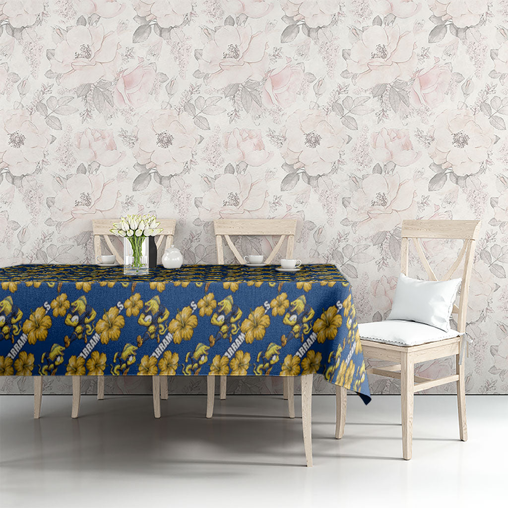 Parramatta Eels Tablecloth Tropical Hibiscus Floral Seamless Rugby Mascot