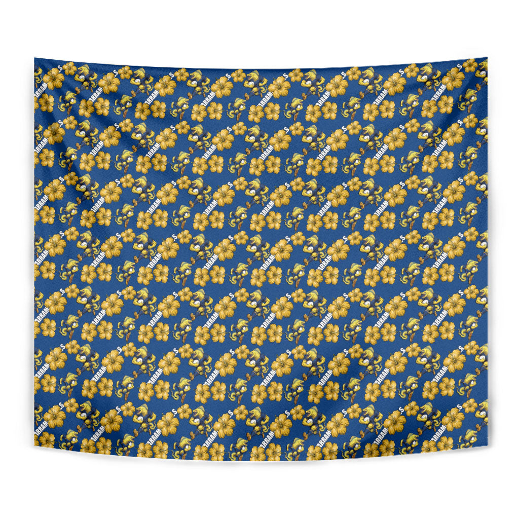 Parramatta Eels Tapestry Tropical Hibiscus Floral Seamless Rugby Mascot