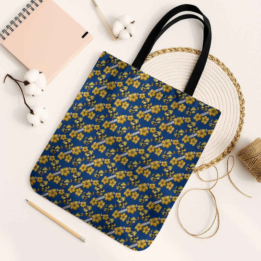 Parramatta Eels Tote Bag Tropical Hibiscus Floral Seamless Rugby Mascot