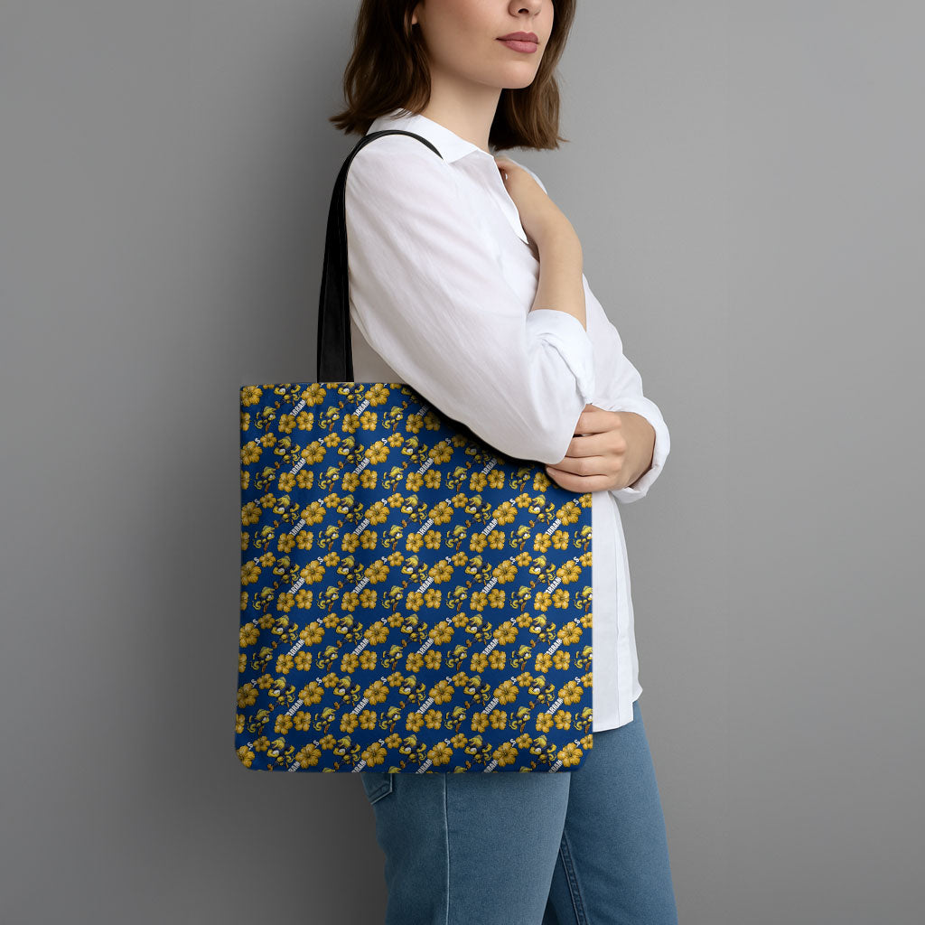 Parramatta Eels Tote Bag Tropical Hibiscus Floral Seamless Rugby Mascot