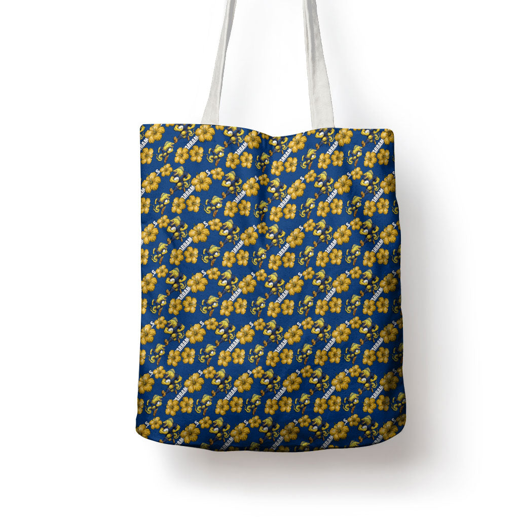 Parramatta Eels Tote Bag Tropical Hibiscus Floral Seamless Rugby Mascot