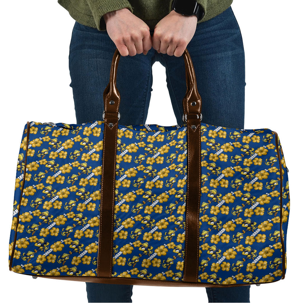 Parramatta Eels Travel Bag Tropical Hibiscus Floral Seamless Rugby Mascot