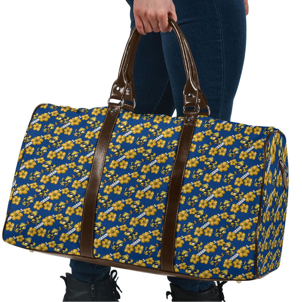 Parramatta Eels Travel Bag Tropical Hibiscus Floral Seamless Rugby Mascot