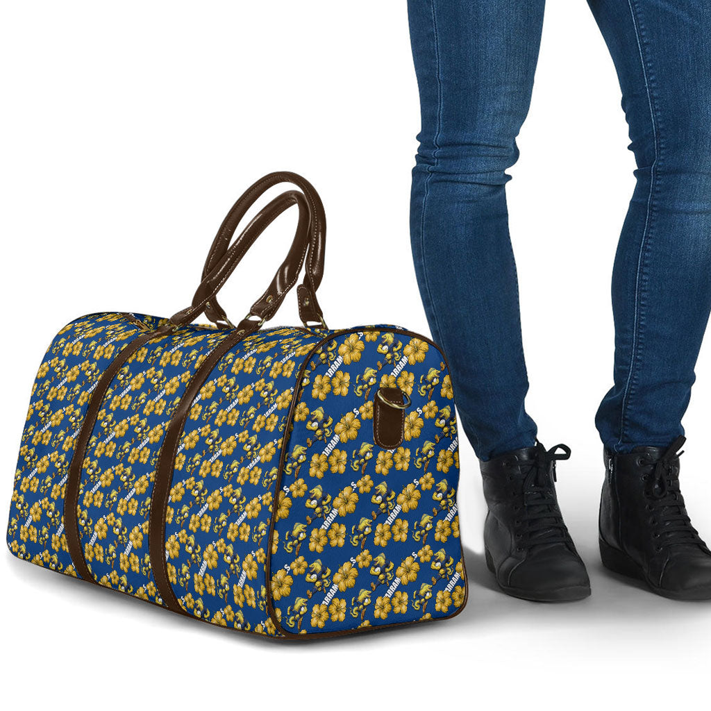 Parramatta Eels Travel Bag Tropical Hibiscus Floral Seamless Rugby Mascot