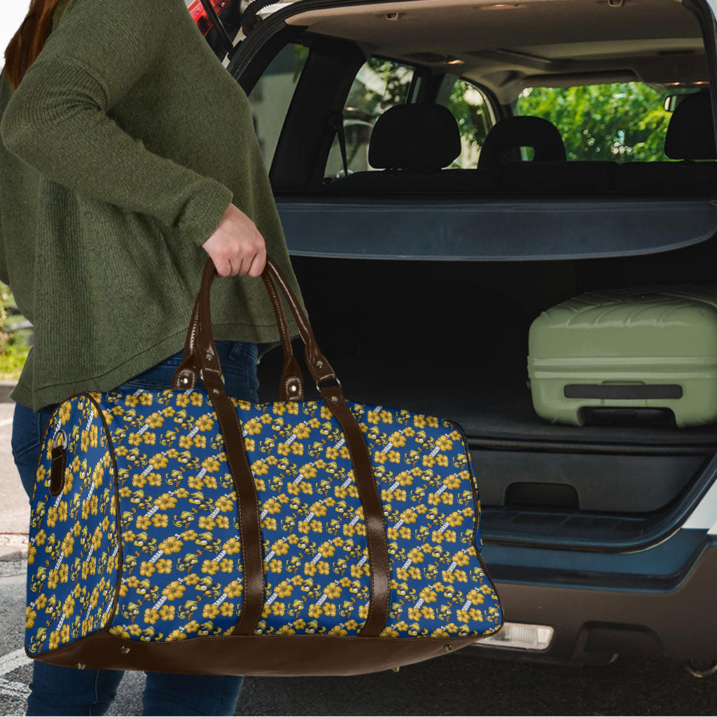Parramatta Eels Travel Bag Tropical Hibiscus Floral Seamless Rugby Mascot