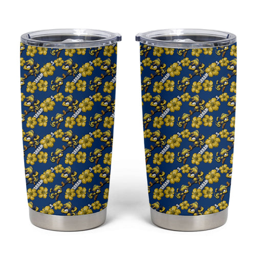 Parramatta Eels Tumbler Cup Tropical Hibiscus Floral Seamless Rugby Mascot