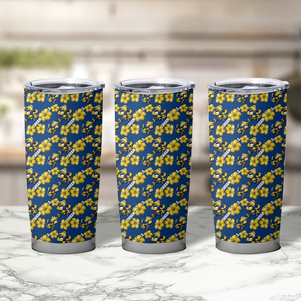 Parramatta Eels Tumbler Cup Tropical Hibiscus Floral Seamless Rugby Mascot