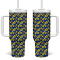 Parramatta Eels Tumbler With Handle Tropical Hibiscus Floral Seamless Rugby Mascot