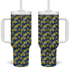 Parramatta Eels Tumbler With Handle Tropical Hibiscus Floral Seamless Rugby Mascot