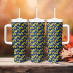 Parramatta Eels Tumbler With Handle Tropical Hibiscus Floral Seamless Rugby Mascot