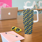 Parramatta Eels Tumbler With Handle Tropical Hibiscus Floral Seamless Rugby Mascot