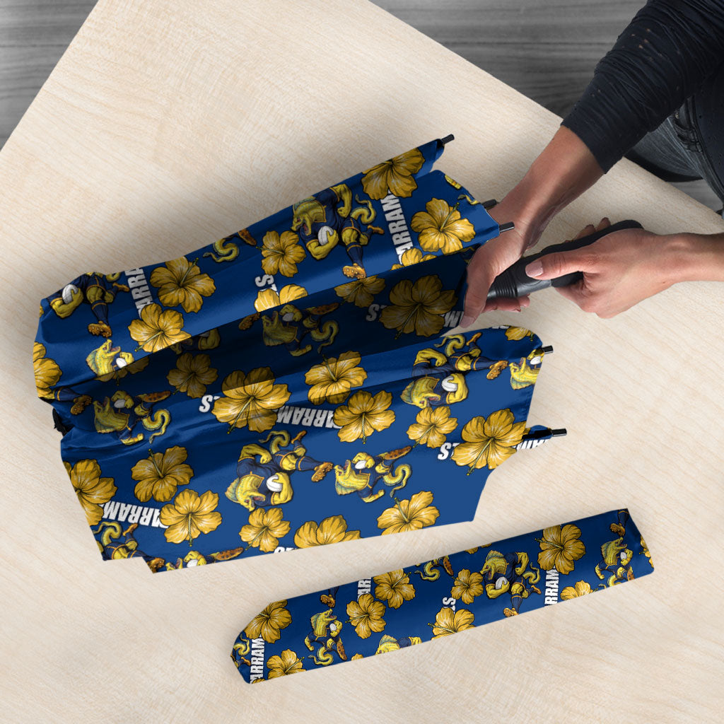 Parramatta Eels Umbrella Tropical Hibiscus Floral Seamless Rugby Mascot