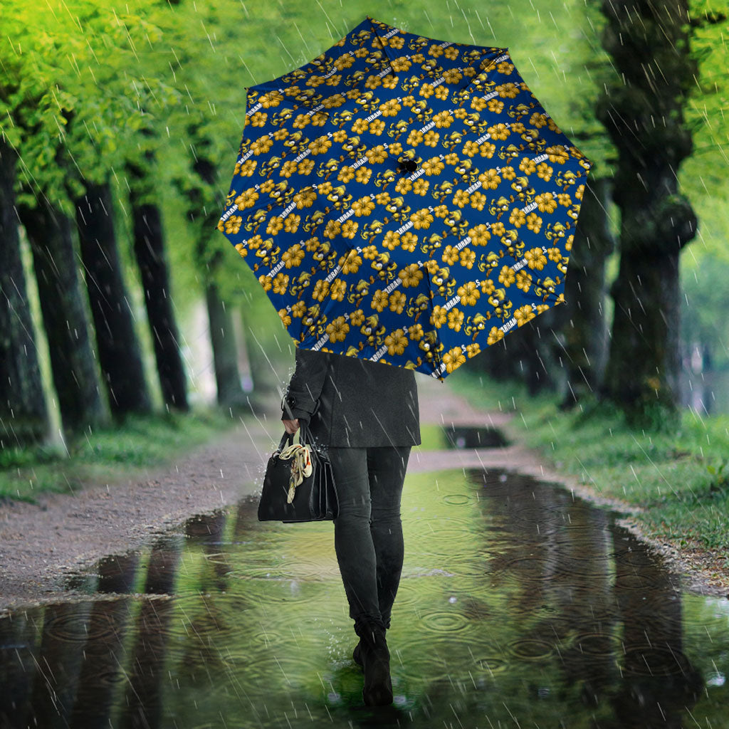Parramatta Eels Umbrella Tropical Hibiscus Floral Seamless Rugby Mascot