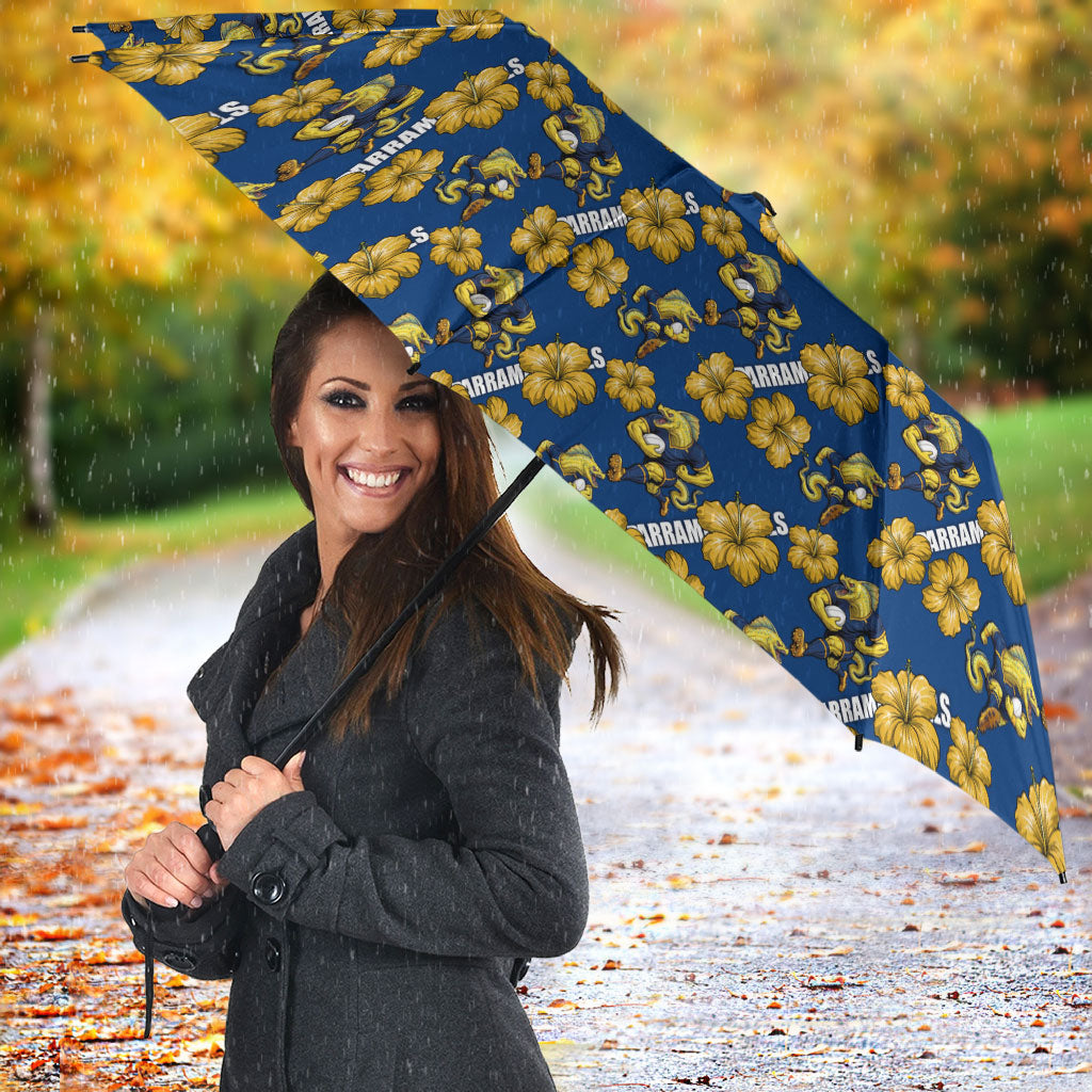 Parramatta Eels Umbrella Tropical Hibiscus Floral Seamless Rugby Mascot