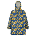 Parramatta Eels Wearable Blanket Hoodie Tropical Hibiscus Floral Seamless Rugby Mascot