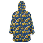 Parramatta Eels Wearable Blanket Hoodie Tropical Hibiscus Floral Seamless Rugby Mascot