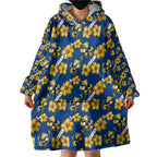 Parramatta Eels Wearable Blanket Hoodie Tropical Hibiscus Floral Seamless Rugby Mascot
