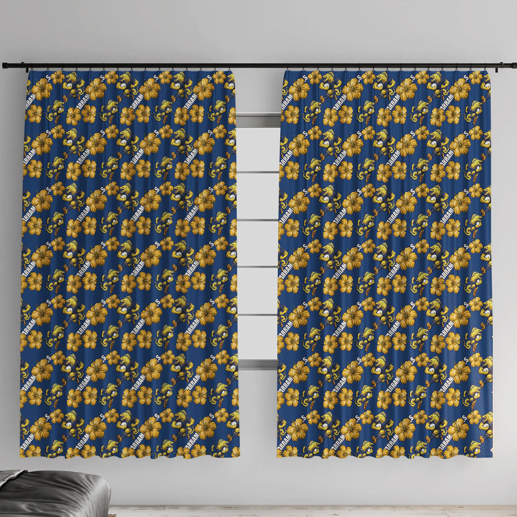 Parramatta Eels Window Curtain Tropical Hibiscus Floral Seamless Rugby Mascot