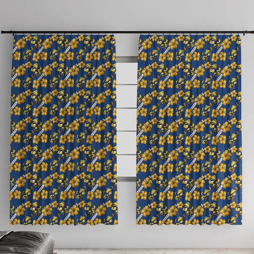 Parramatta Eels Window Curtain Tropical Hibiscus Floral Seamless Rugby Mascot