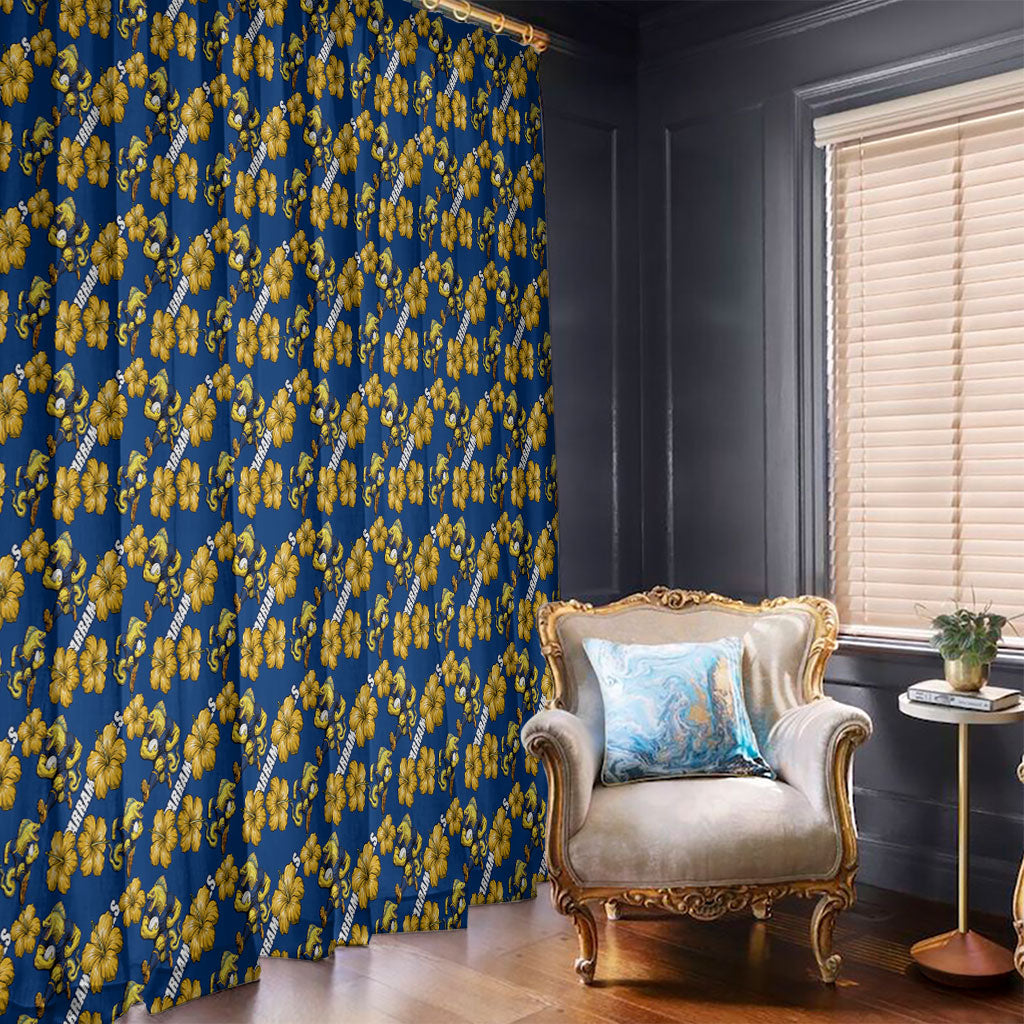 Parramatta Eels Window Curtain Tropical Hibiscus Floral Seamless Rugby Mascot