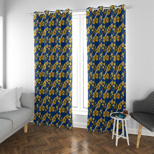 Parramatta Eels Window Curtain Tropical Hibiscus Floral Seamless Rugby Mascot