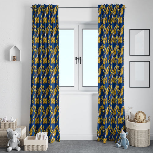 Parramatta Eels Window Curtain Tropical Hibiscus Floral Seamless Rugby Mascot