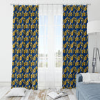 Parramatta Eels Window Curtain Tropical Hibiscus Floral Seamless Rugby Mascot