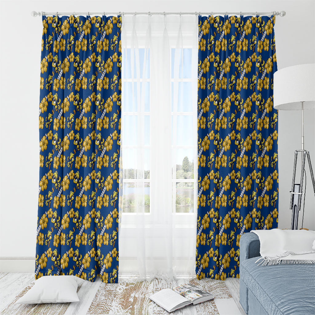 Parramatta Eels Window Curtain Tropical Hibiscus Floral Seamless Rugby Mascot