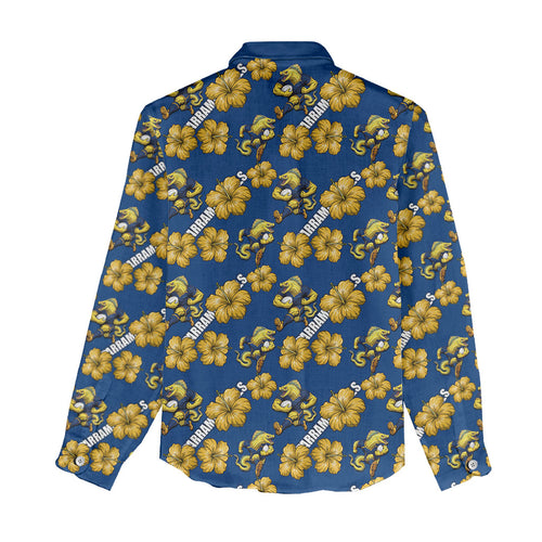 Parramatta Eels Women Casual Shirt Tropical Hibiscus Floral Seamless Rugby Mascot