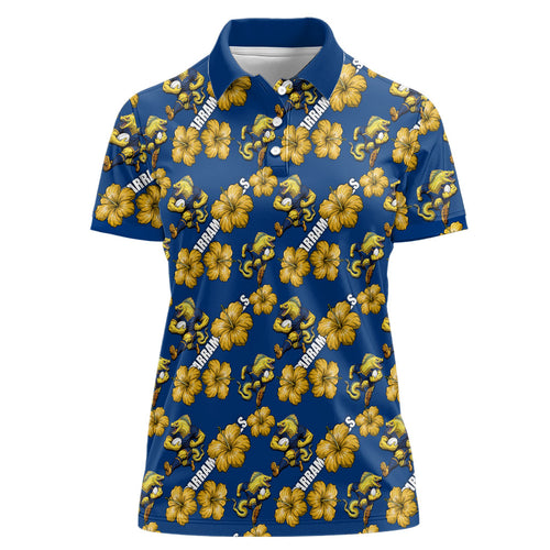 Parramatta Eels Women Polo Shirt Tropical Hibiscus Floral Seamless Rugby Mascot
