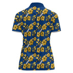 Parramatta Eels Women Polo Shirt Tropical Hibiscus Floral Seamless Rugby Mascot