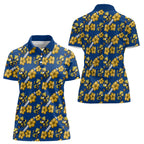 Parramatta Eels Women Polo Shirt Tropical Hibiscus Floral Seamless Rugby Mascot