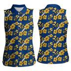 Parramatta Eels Women Sleeveless Polo Shirt Tropical Hibiscus Floral Seamless Rugby Mascot