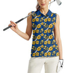 Parramatta Eels Women Sleeveless Polo Shirt Tropical Hibiscus Floral Seamless Rugby Mascot