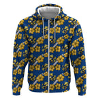 Parramatta Eels Zip Hoodie Tropical Hibiscus Floral Seamless Rugby Mascot