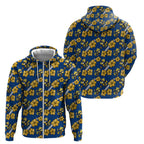 Parramatta Eels Zip Hoodie Tropical Hibiscus Floral Seamless Rugby Mascot
