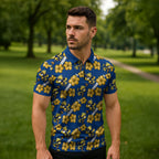 Parramatta Eels Zipper Polo Shirt Tropical Hibiscus Floral Seamless Rugby Mascot