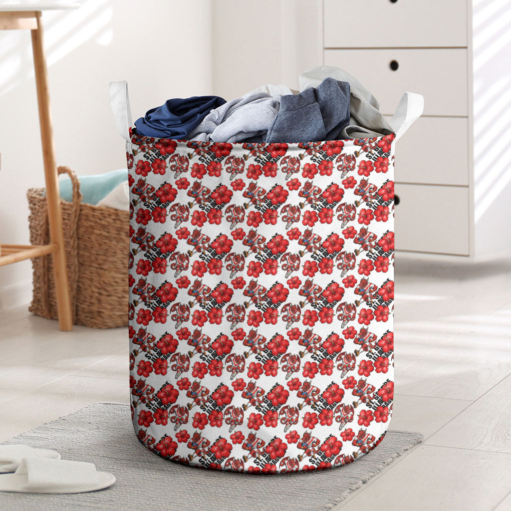 St. George Illawarra Dragons Laundry Basket Tropical Hibiscus Floral Seamless Rugby Mascot