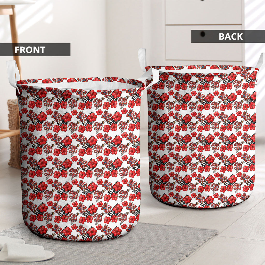 St. George Illawarra Dragons Laundry Basket Tropical Hibiscus Floral Seamless Rugby Mascot