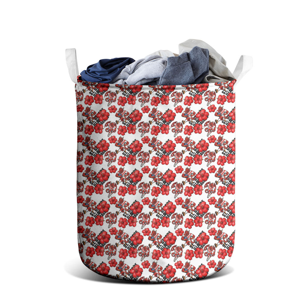 St. George Illawarra Dragons Laundry Basket Tropical Hibiscus Floral Seamless Rugby Mascot