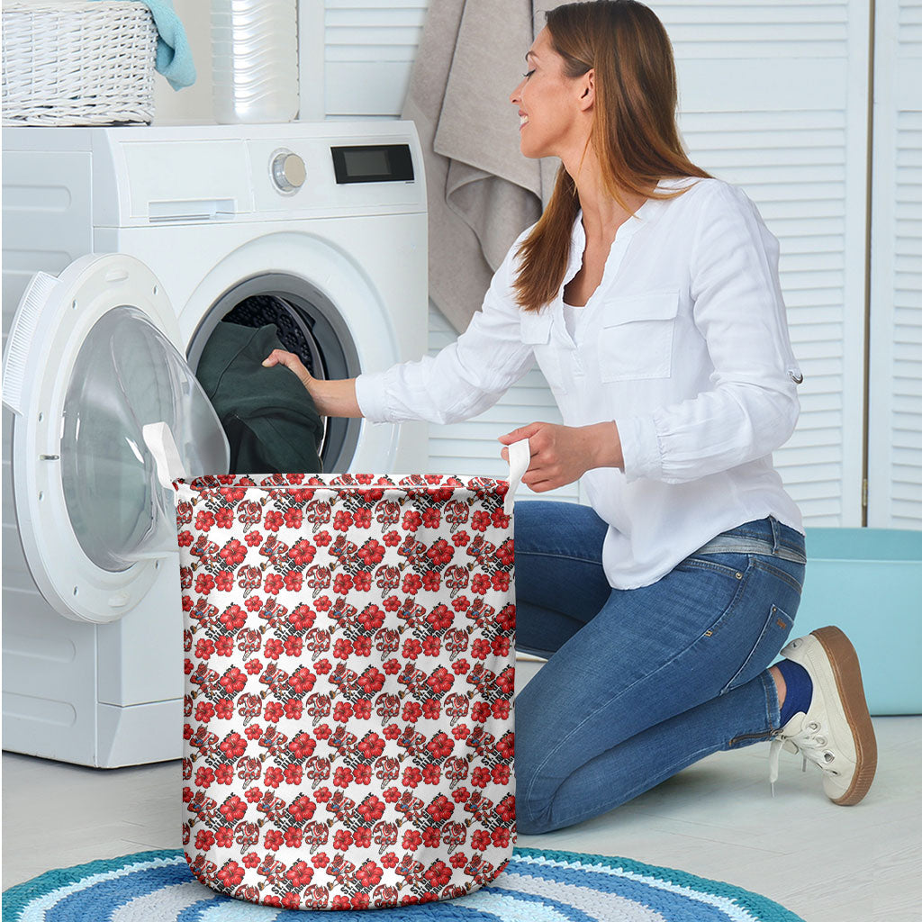 St. George Illawarra Dragons Laundry Basket Tropical Hibiscus Floral Seamless Rugby Mascot