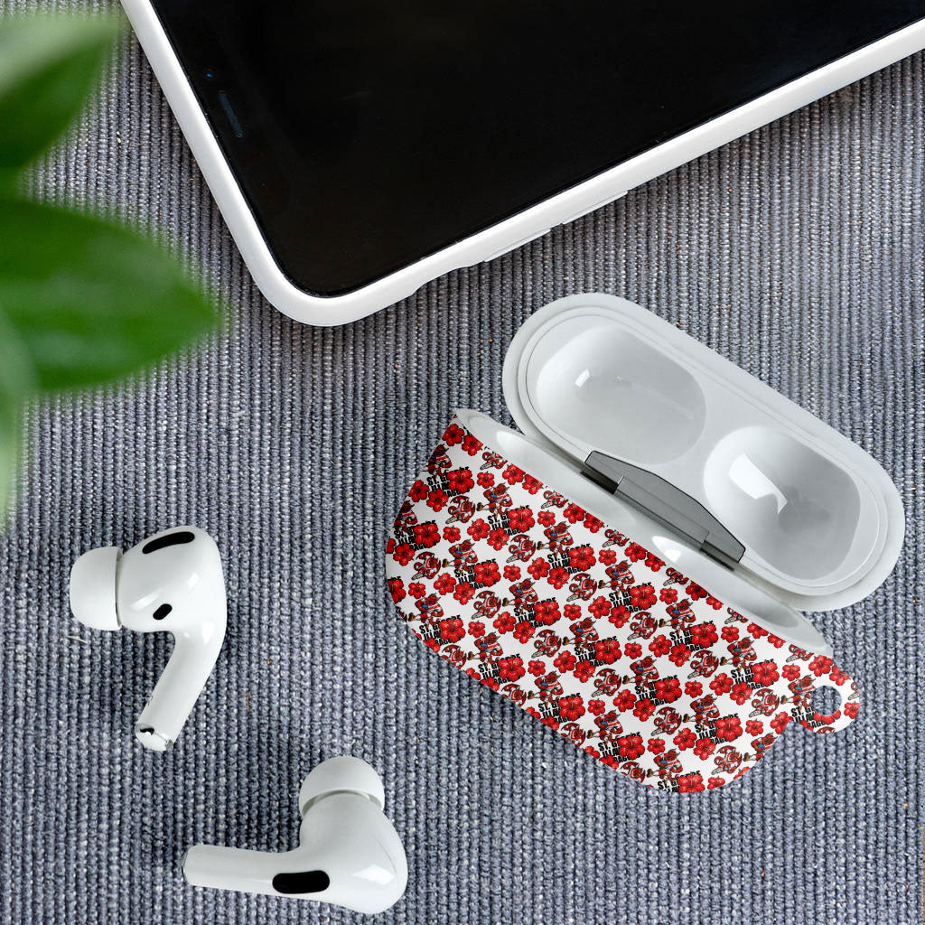 St. George Illawarra Dragons AirPods Case Tropical Hibiscus Floral Seamless Rugby Mascot