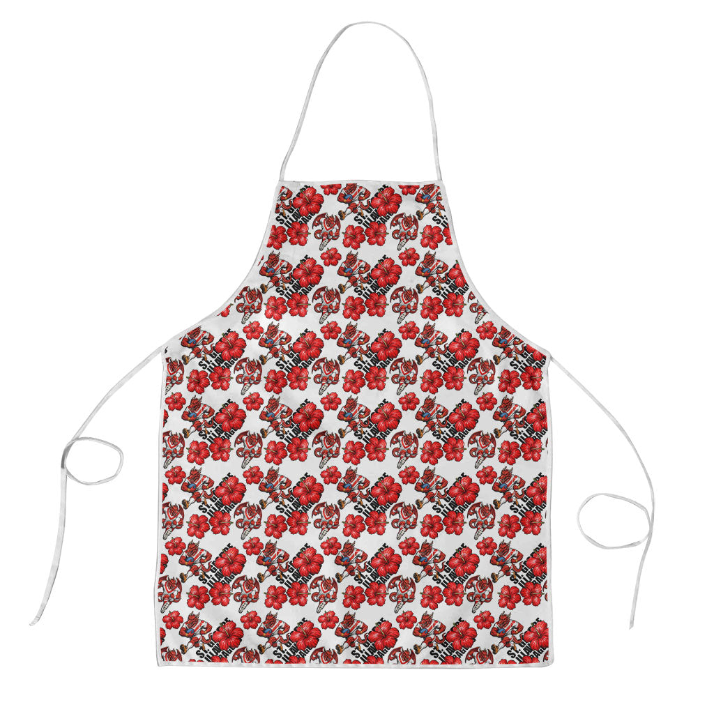 St. George Illawarra Dragons Apron Tropical Hibiscus Floral Seamless Rugby Mascot