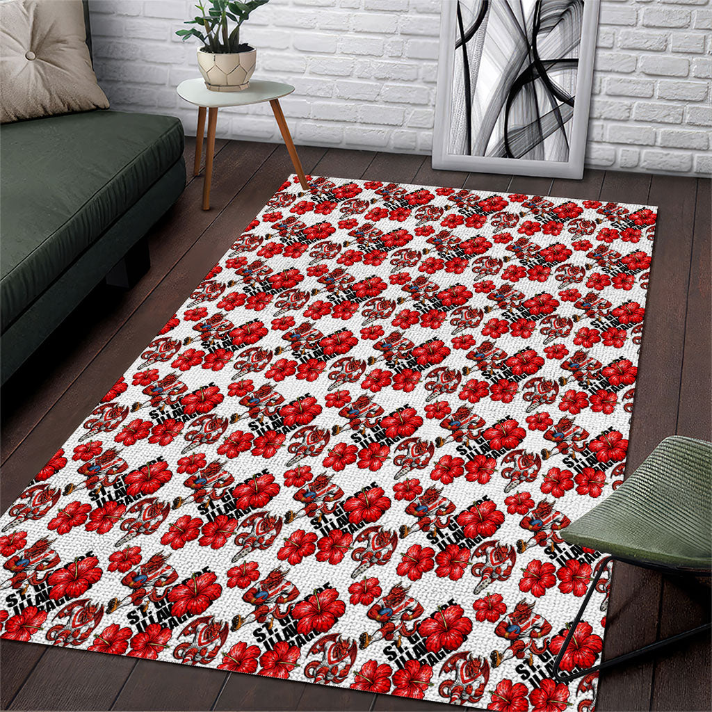 St. George Illawarra Dragons Area Rug Tropical Hibiscus Floral Seamless Rugby Mascot