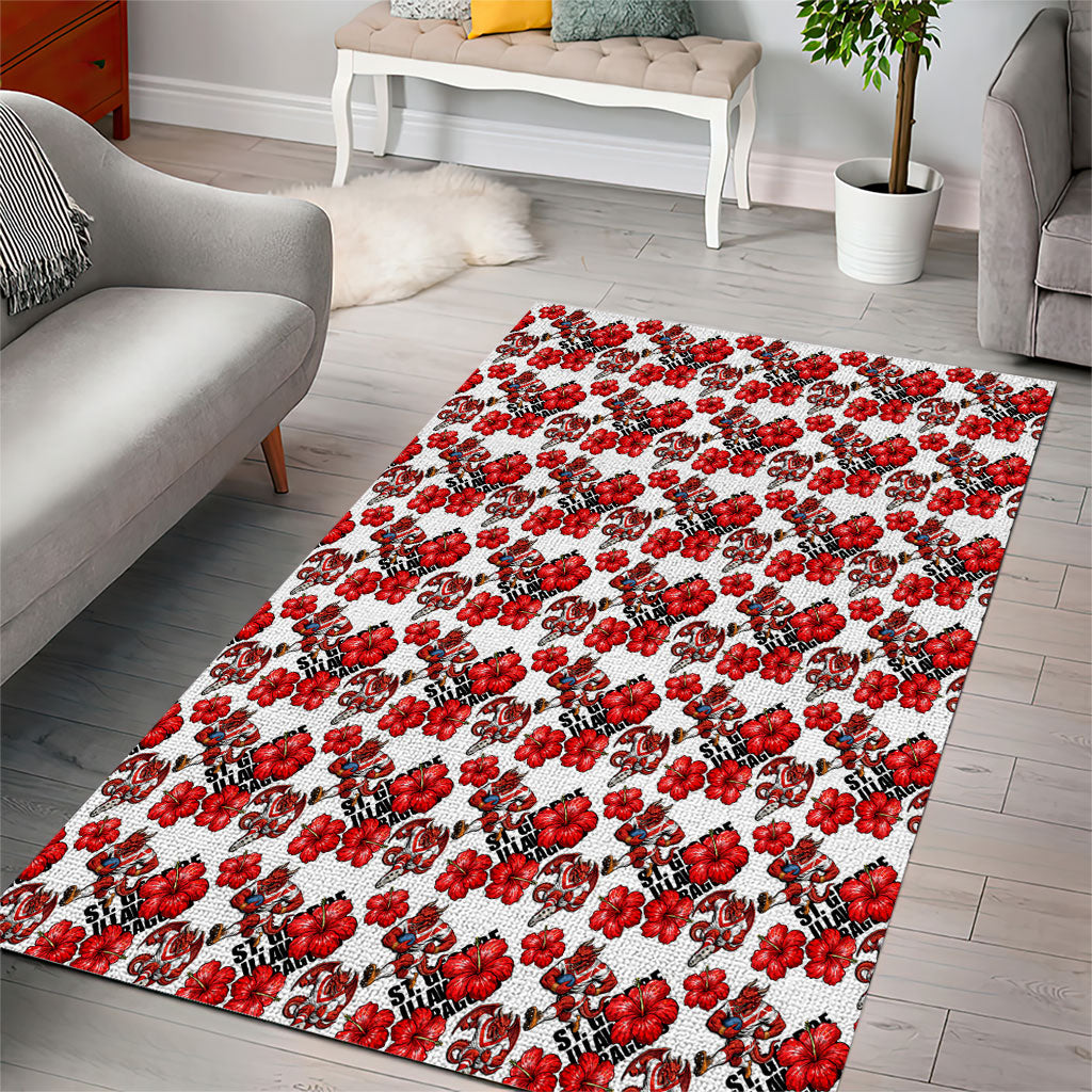 St. George Illawarra Dragons Area Rug Tropical Hibiscus Floral Seamless Rugby Mascot