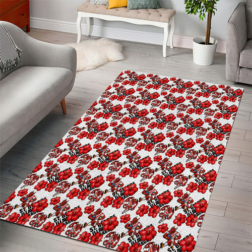 St. George Illawarra Dragons Area Rug Tropical Hibiscus Floral Seamless Rugby Mascot