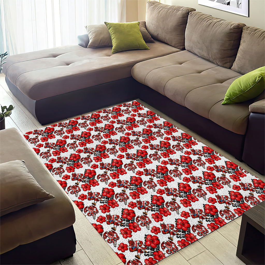 St. George Illawarra Dragons Area Rug Tropical Hibiscus Floral Seamless Rugby Mascot