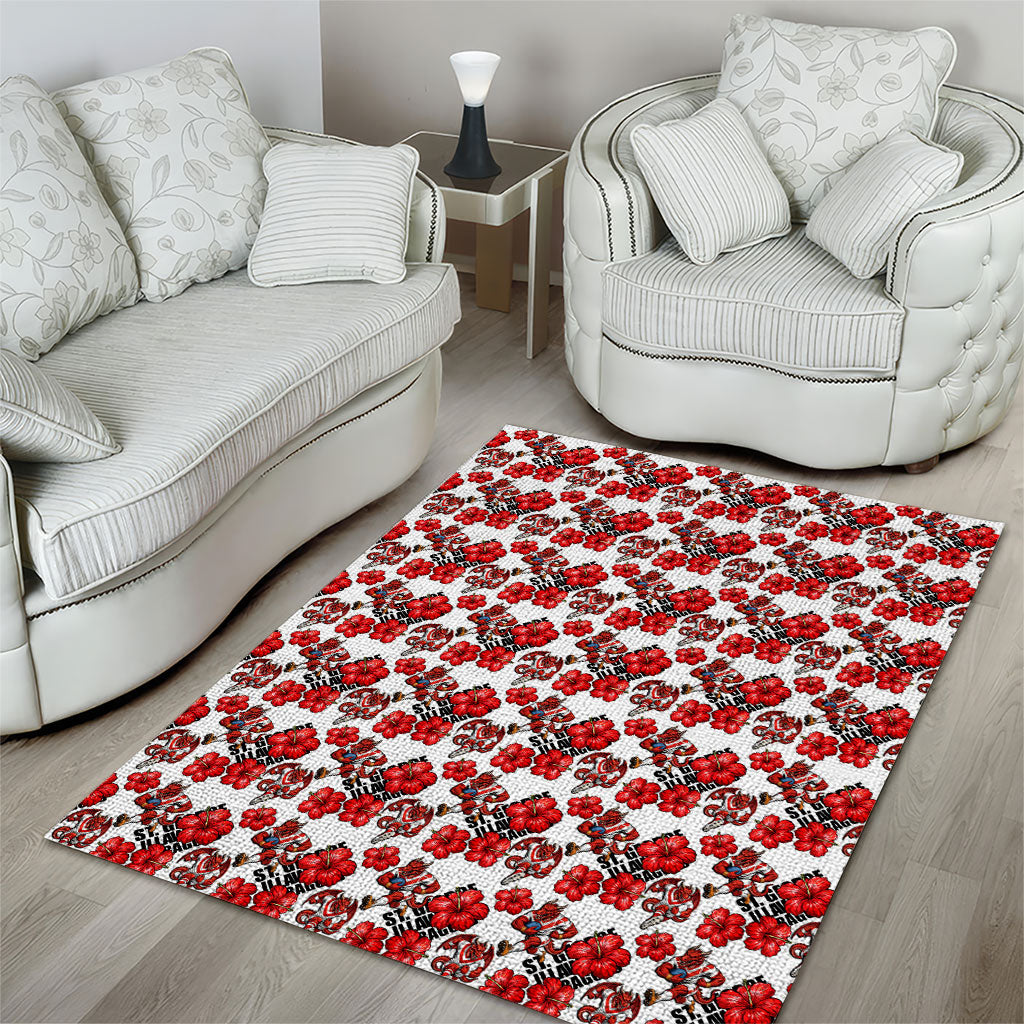 St. George Illawarra Dragons Area Rug Tropical Hibiscus Floral Seamless Rugby Mascot