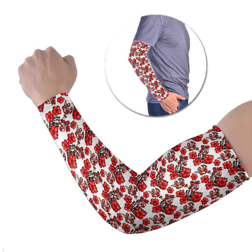 St. George Illawarra Dragons Arm Sleeves Tropical Hibiscus Floral Seamless Rugby Mascot