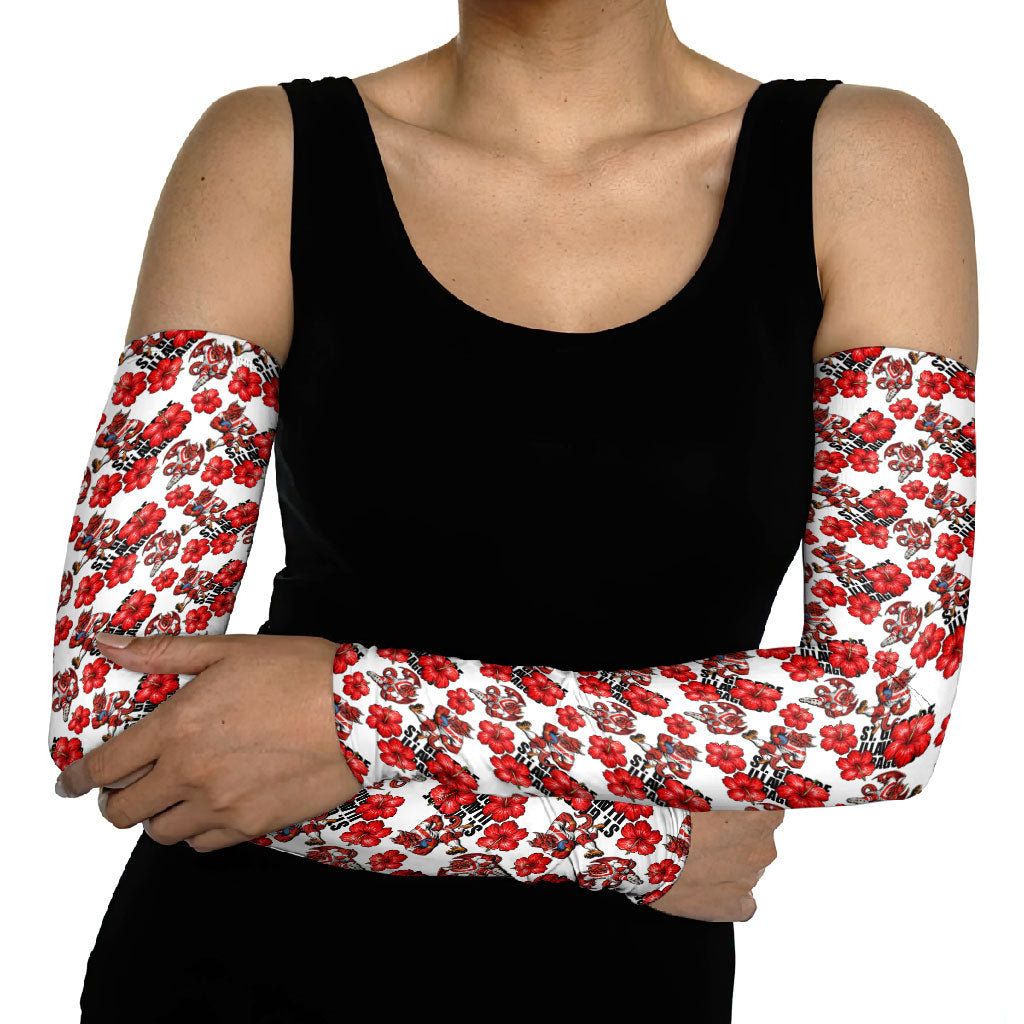 St. George Illawarra Dragons Arm Sleeves Tropical Hibiscus Floral Seamless Rugby Mascot